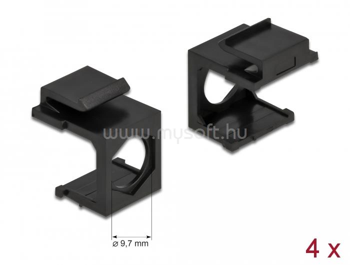 DELOCK Keystone fekete borító 9,7 mm-es lyukkal, 4 db.