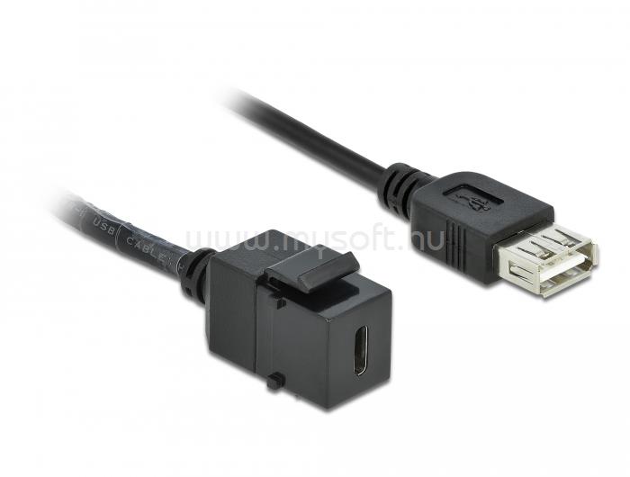 DELOCK Keystone modul, USB 2.0 C-csatlakozóhüvely > USB 2.0 A-csatlakozóhüvely, kábellel