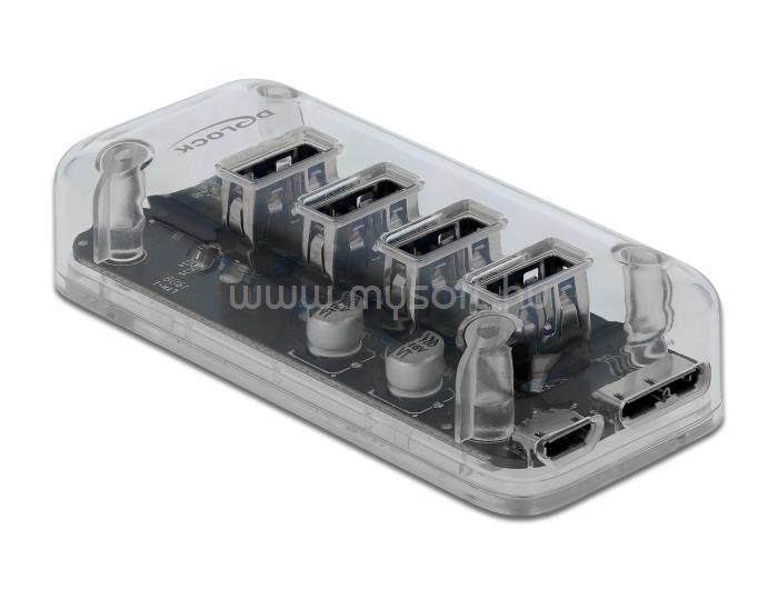DELOCK Külső 3.0 USB hub 4 porttal, átlátszó