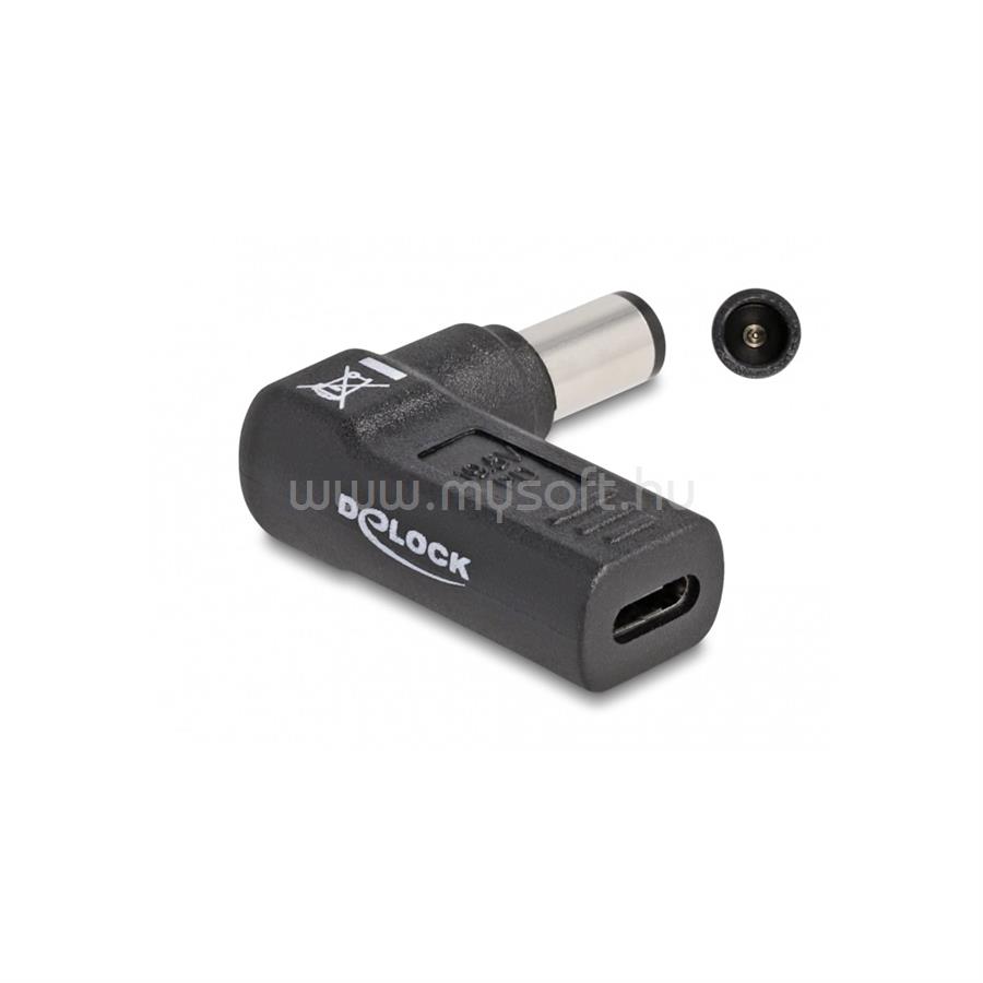 DELOCK Laptop töltőkábel adapter USB Type-C anya - HP 7,4 x 5,0 mm apa 90 fokban hajlított