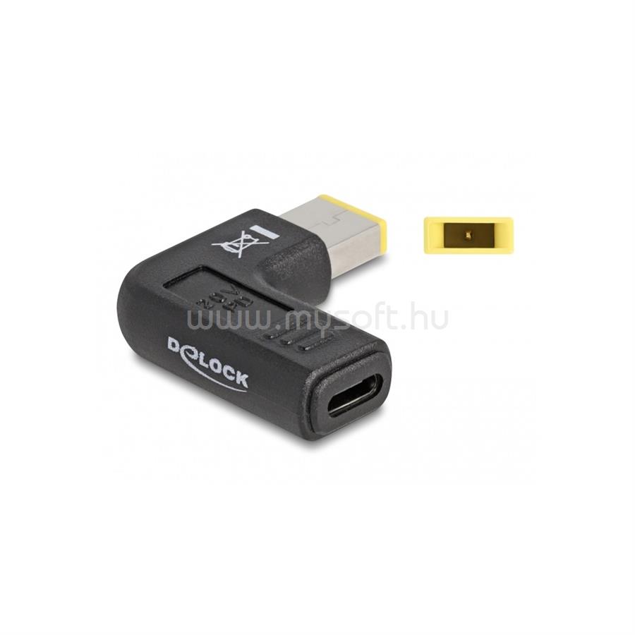 DELOCK Laptop töltőkábel adapter USB Type-C anya - Lenovo 11,0 x 4,5 mm apa 90 fokban hajlított