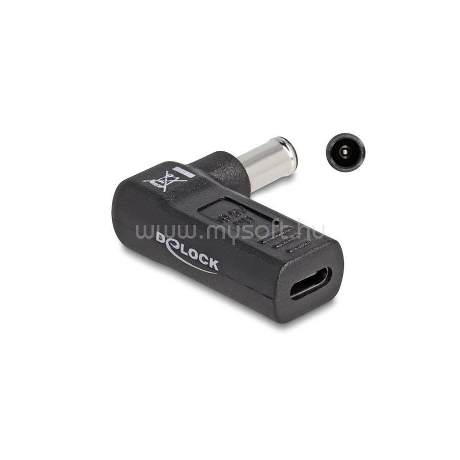 DELOCK Laptop töltőkábel adapter USB Type-C anya - Sony 6,0 x 4,3 mm apa 90° fokban hajlított