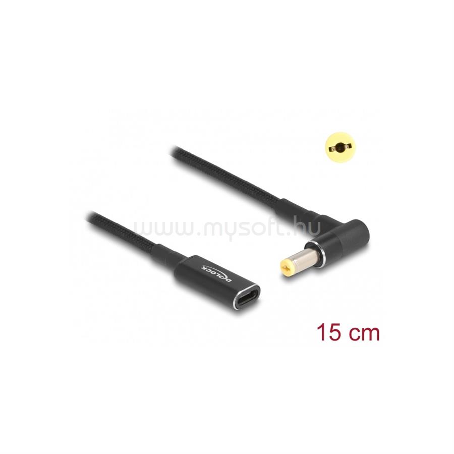 DELOCK Laptop töltőkábel adapterkábel USB Type-C anya - Acer 5,5 x 1,7 mm apa 90° fokban hajlított 15 cm