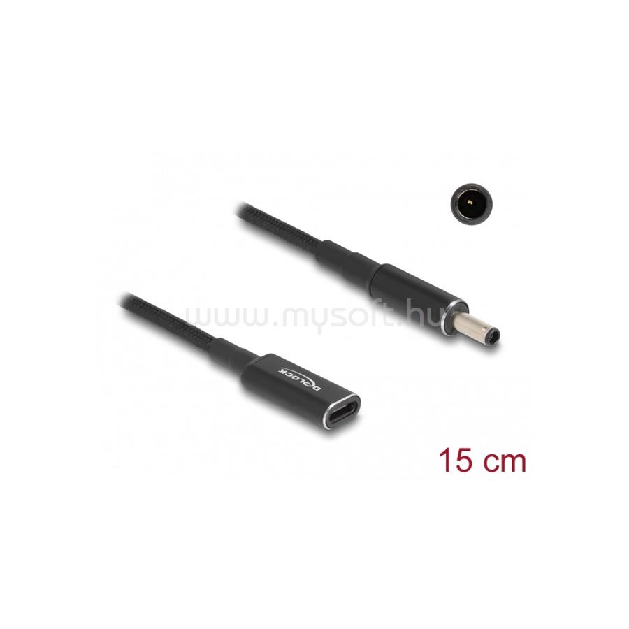 DELOCK Laptop töltőkábel adapterkábel USB Type-C anya - Dell 4,5 x 3,0 mm apa ott 15 cm