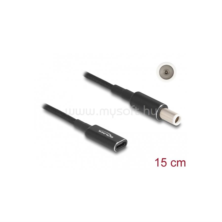 DELOCK Laptop töltőkábel adapterkábel USB Type-C anya - Dell 7,4 x 5,0 mm apa ott 15 cm
