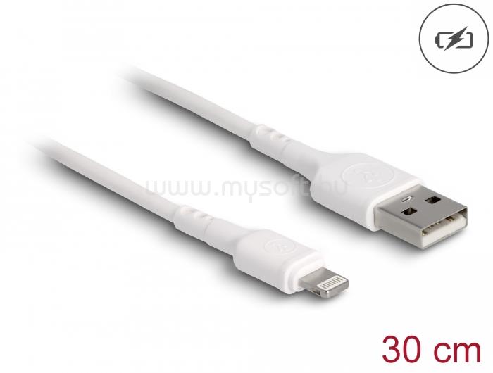 DELOCK Lightning USB töltő kábel iPhone , iPad , iPod  eszközökhöz fehér 30 cm