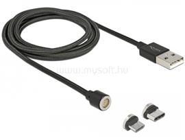 DELOCK Mágneses USB adat- és töltokábel készlet Micro USB vagy USB Type-C-hez, fekete 1,1 m DL85723 small