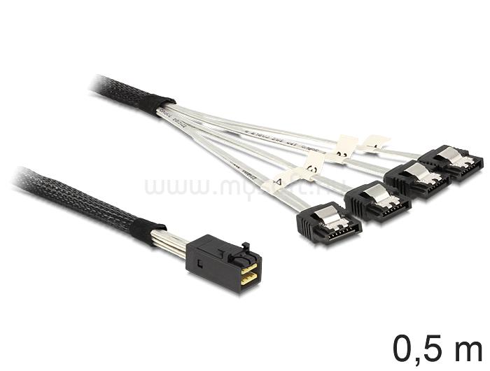 DELOCK Mini SAS HD x 4 SFF 8643 apa > 4 x SATA 7 Pin anya kábel, 0,5 m