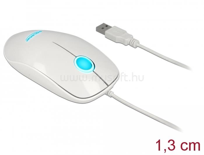 DELOCK Optika LED-es 3 gombos vezetékes egér (fehér)