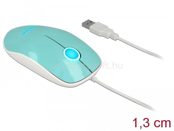 DELOCK Optika LED-es egér 3 gombos, A-típusú USB, türkiz
