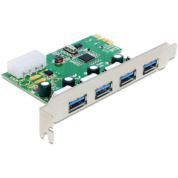 DELOCK PCI-E x1 Bővítőkártya 4x külső USB 3.2 Gen 1 Type-A female port