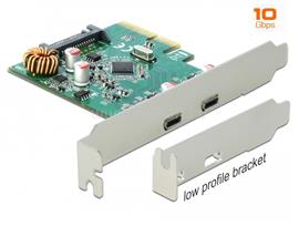 DELOCK PCI Express x4 kártya - 2 x külső SuperSpeed USB 10 Gbps (USB 3.1 Gen 2) USB Type-C  hüvely DL90397 small