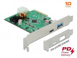 DELOCK PCI Express x4 kártya 1 db külső C -típusú USB aljzathoz, PD funkcióval + 1 db külső A-típusú DL89001 small