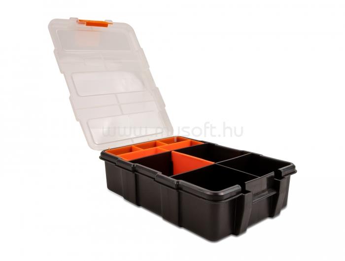 DELOCK Rendező doboz 11 egységgel, 220 x 155 x 60 mm méretben, narancs és fekete