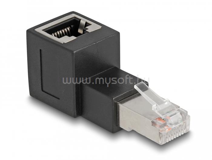 DELOCK RJ45 apa - RJ45 anya adapter Cat.6A 90  fokos szögben felfelé hajlítva