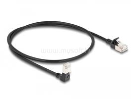 DELOCK RJ45 hálózati kábel Cat.6A S/FTP vékony 90  fokban lefelé hajló / egyenes 0,5 m fekete DL80304 small