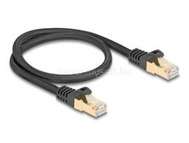 DELOCK RJ45 hálózati kábel fonott borítással Cat.6A S/FTP apa - apa 0,5 m (fekete) DL80316 small