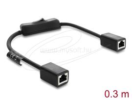 DELOCK RJ45 kábel, hüvely csatlakozó aljzat, kapcsolóval, Cat.6 F/UTP, 0,3 m   fekete DL81565 small