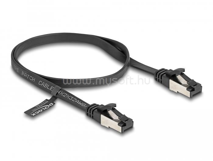 DELOCK RJ45 lapos patch kábel apa - apa Cat.8.1 flexibilis 0,5 m (fekete)