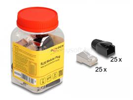 DELOCK RJ50 Moduláris apa csatlakozó Cat.5e hajlításvédő védőburkolattal 25 db-os szett DL66989 small