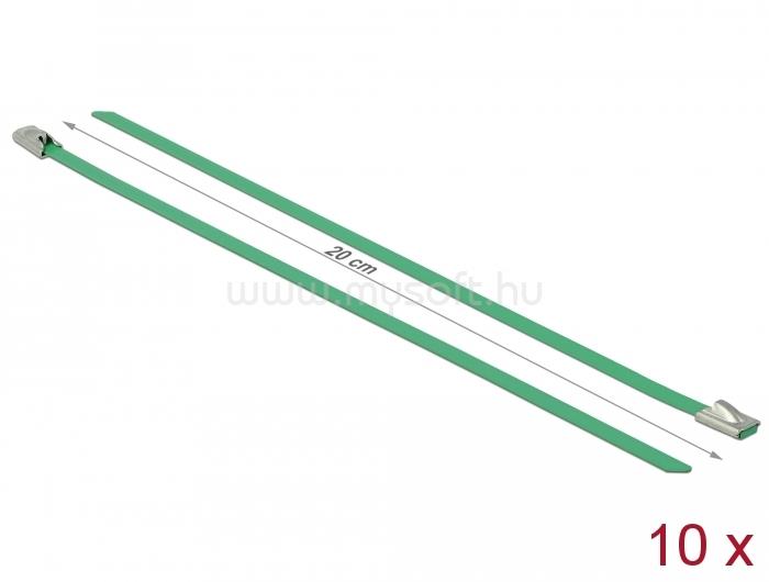 DELOCK rozsdamentes acél kábelkötegek hossza 200 x szélesség 4,6 mm zöld 10 db.