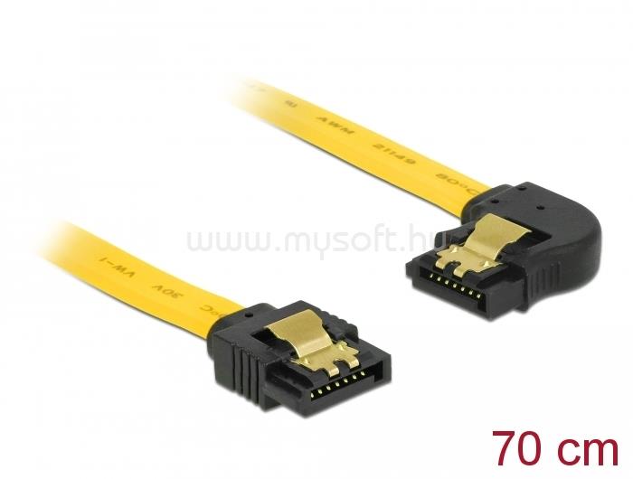 DELOCK SATA 6 Gb/s kábel egyenes - balra 90 fok 70 cm sárga