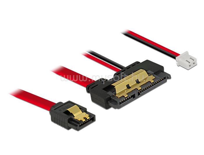 DELOCK SATA-kábel, 6 Gb/s, 7 tus csatlakozóhüvely + 2 tus csatlakozóhüvely > 22 tus SATA