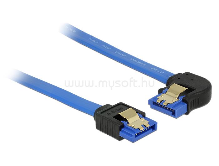 DELOCK SATA-kábel, 6 Gb/s, hüvely, egyenes > SATA hüvely, balra nézo csatlakozódugóval, 30 cm, kék a