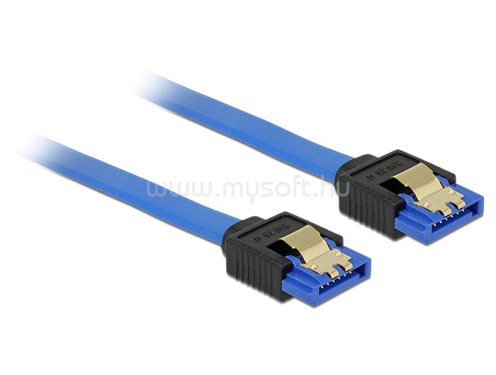 DELOCK SATA-kábel, 6 Gb/s, hüvely, egyenes > SATA hüvely, egyenes, 10 cm, kék aranyszínű kapcsokkal