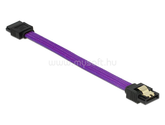 DELOCK SATA kábel 6 Gb/s 10 cm egyenes / egyenes fém lila Prémium