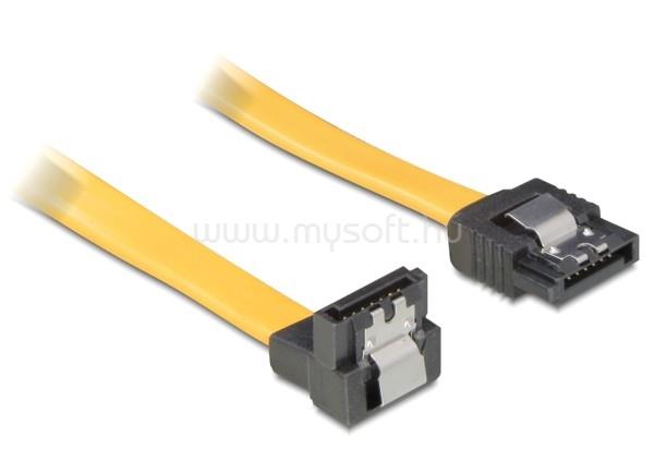 DELOCK SATA sárga, lefele / egyenes csatl. (fémlappal), 10 cm-es összekötő kábel