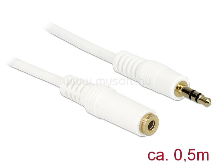 DELOCK Stereo Jack hosszabbító kábel 3.5 mm 3 pin apa > anya 0.5 m fehér