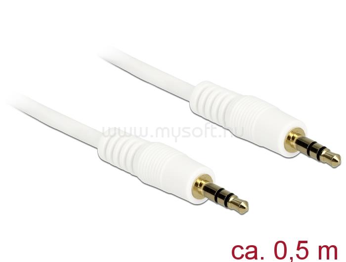 DELOCK Stereo Jack kábel 3.5 mm 3 pin apa > apa 0.5 m (fehér)