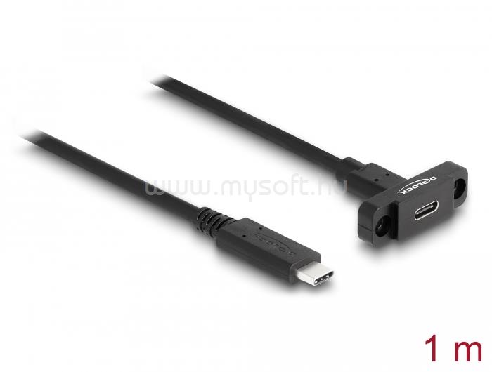 DELOCK SuperSpeed USB 10 Gbps (USB 3.2 Gen 2) USB Type-C  kábel apa-anya 1 m panel-csatlakozójú fekete