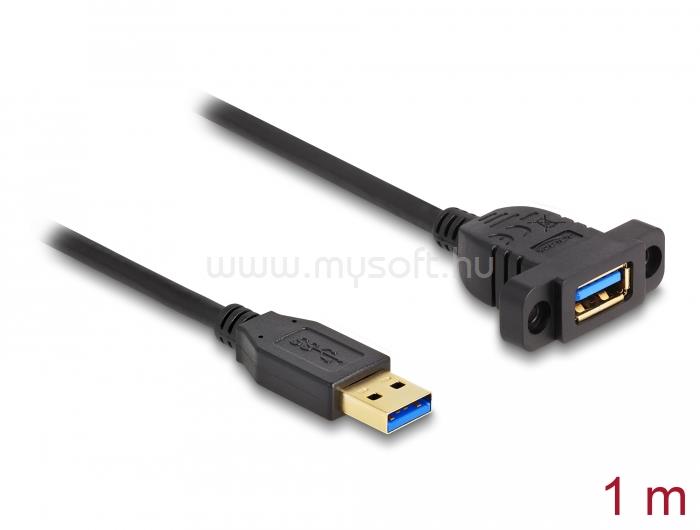 DELOCK SuperSpeed USB 5 Gbps (USB 3.2 Gen 1) A-típusú USB kábel apa-anya 1 m panel-csatlakozójú (fekete)