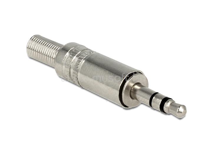 DELOCK sztereó csatlakozódugasz 3.5 mm sztereó, hajlítás-védelemmel, ezüst