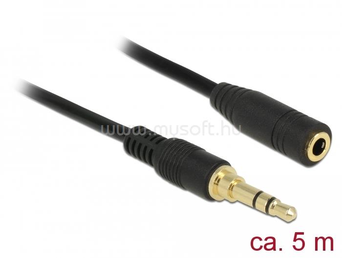DELOCK Sztereó jack hosszabbító kábel 3,5 mm 3-tűs apa > anya 5 m hosszú fekete