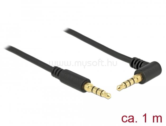 DELOCK Sztereó Jack Kábel 3,5 mm 4 tűs férfi > férfi szögben hajlított 1m (fekete)