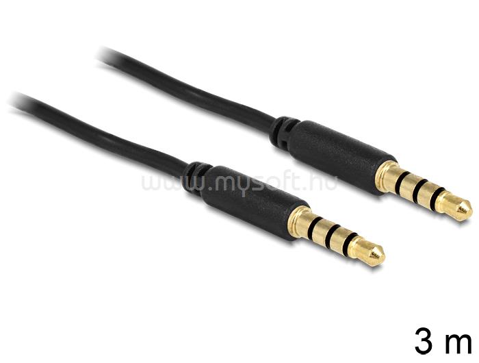 DELOCK sztereó kábel 3.5 mm 4 pin csatlakozó > csatlakozó, 3 m, fekete