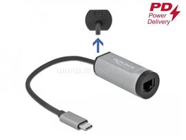DELOCK Szürke USB Type-C  adapter tápellátó portos Gigabit LAN-hez DL64116 small