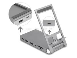 DELOCK táblagép és notebook dokkoló állomás 4K beépített tartóval - HDMI / USB / Hub / SD / Micro SD / PD 3.0 - összecsukható DL88199 small