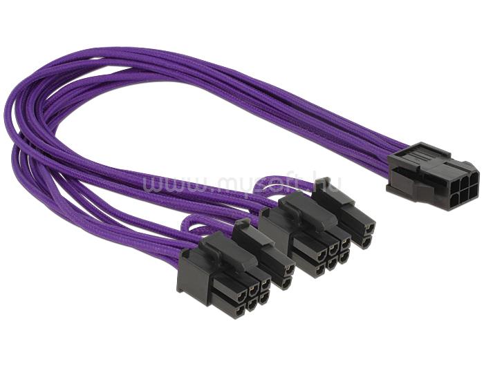 DELOCK tápkábel PCI Express 6 tűs anya > 2 x 8 tűs apa textil árnyékolás (lila)