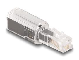 DELOCK Telefon kábel csavarodás mentes adapterrel RJ10 apa - RJ10 anya áttetsző / fekete DL88168 small