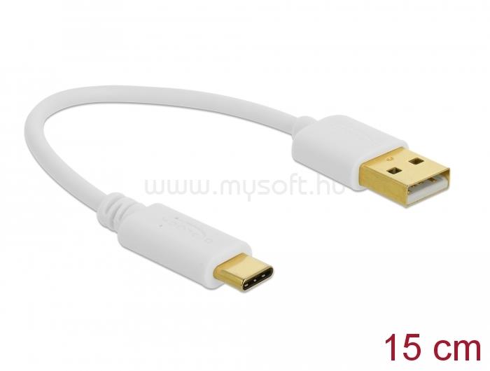 DELOCK Töltokábel USB A - USB Type-C  csatlakozó végekkel 15 cm