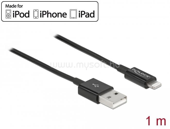 DELOCK USB - Lightning adat- és töltőkábel iPhone , iPad  és iPod  készülékhez fekete 1 m
