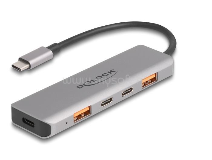 DELOCK USB 10 Gbps Hub 2 A-típusú USB port és 2 USB Type-C  port USB Type-C  csatlakozóval és PD 95 Watt