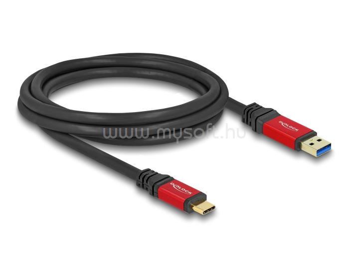 DELOCK USB 10 Gbps kábel USB A-típusú apa - USB Type-C apa 2 m piros fém