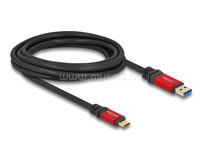DELOCK USB 10 Gbps kábel USB A-típusú apa - USB Type-C apa 3 m piros fém