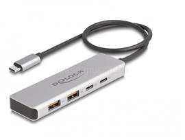 DELOCK USB 10 Gbps USB Type-C  hub 2 x A-típusú USB csatlakozóval és 2 x USB Type-C  csatlakozóval, valamint egy 35 cm hosszú csatlakozó kábellel DL64230 small