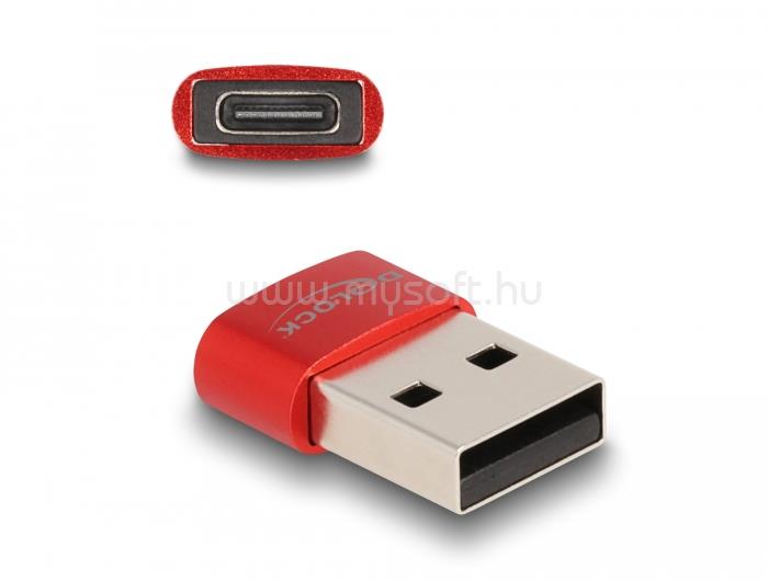 DELOCK USB 2.0 adapter A-típusú USB apa - USB Type-C  anya piros